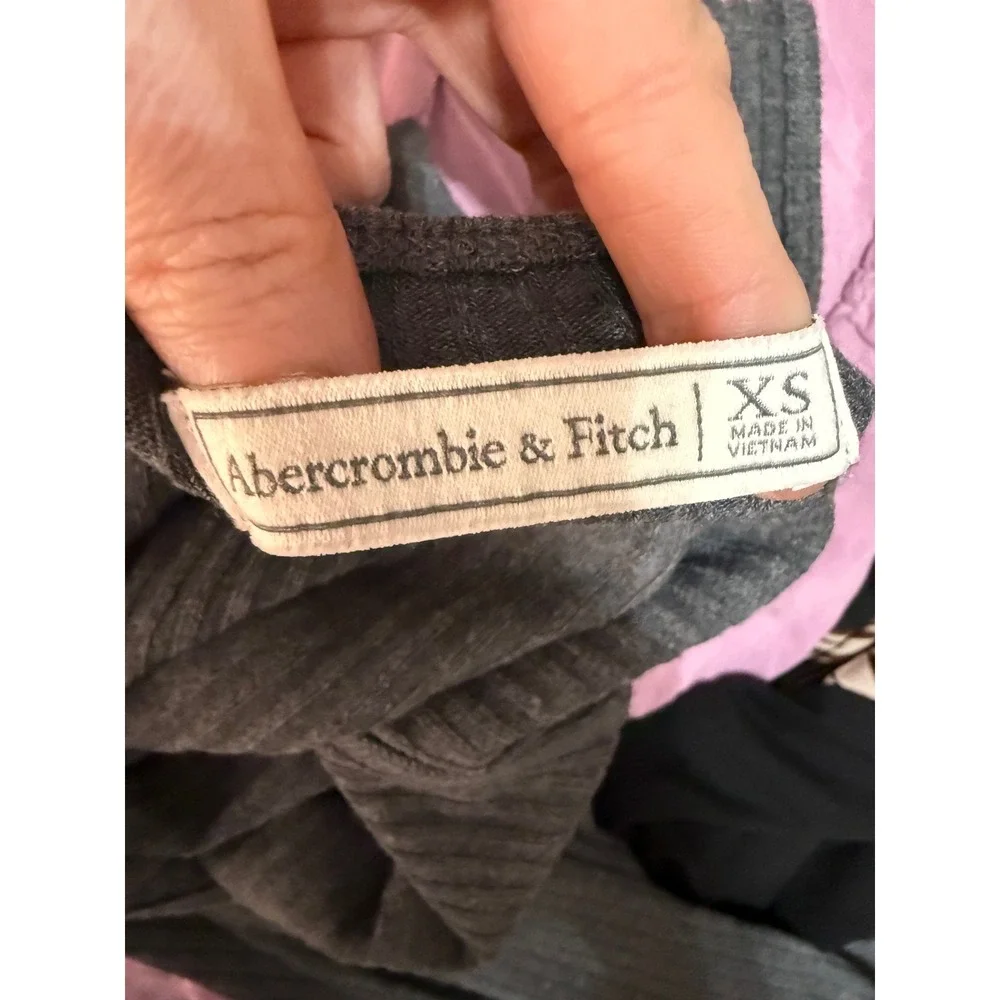 Abercrombie & Fitch Ribbed Knit Tank Maxi Dress Gray Bodycon Side Slit XS